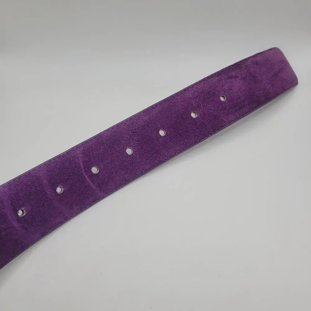 Vintage Sostanza Belt Medium Purple Suede Leather Wide Embroidered Boho 80s